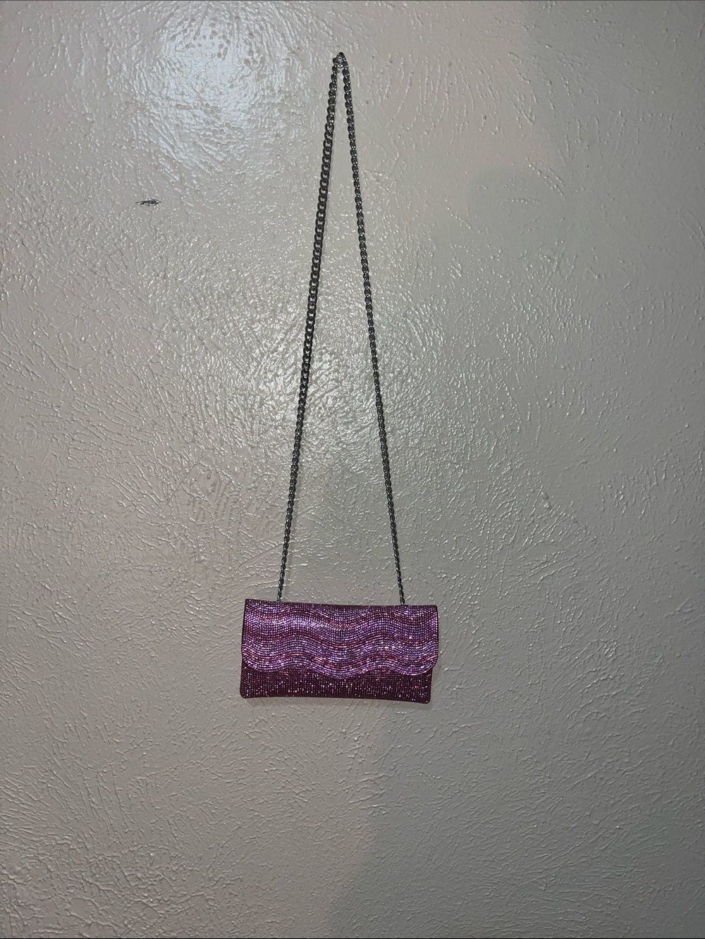 Women's Pink Glitter Chain Shoulder Bag